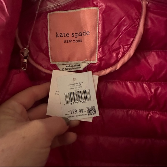 kate spade ♠️- Packable Down Jacket with Retractable Hood, “Hot Pink” , XL - Picture 6 of 16